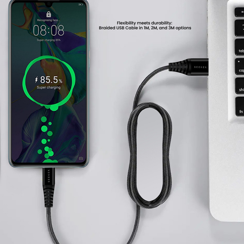 Powerflex USB-A to USB-C 30W 1M Braided Charging Cable