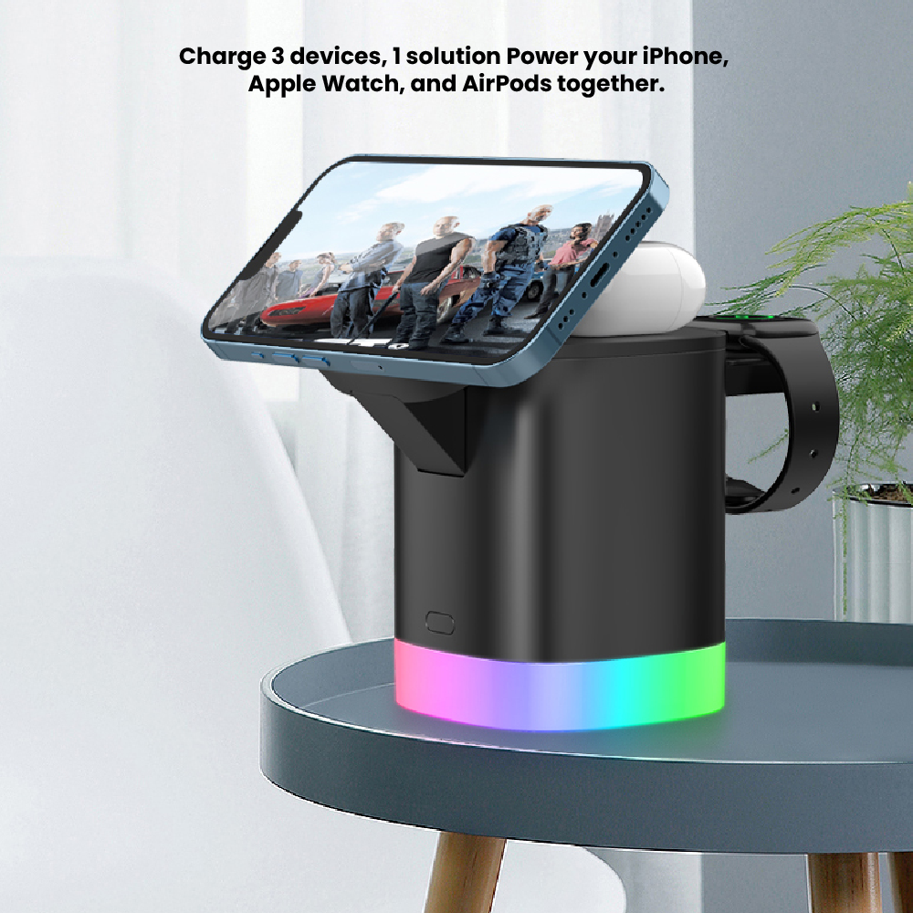 3-IN-1 Magpower Charging Station with RGB Light