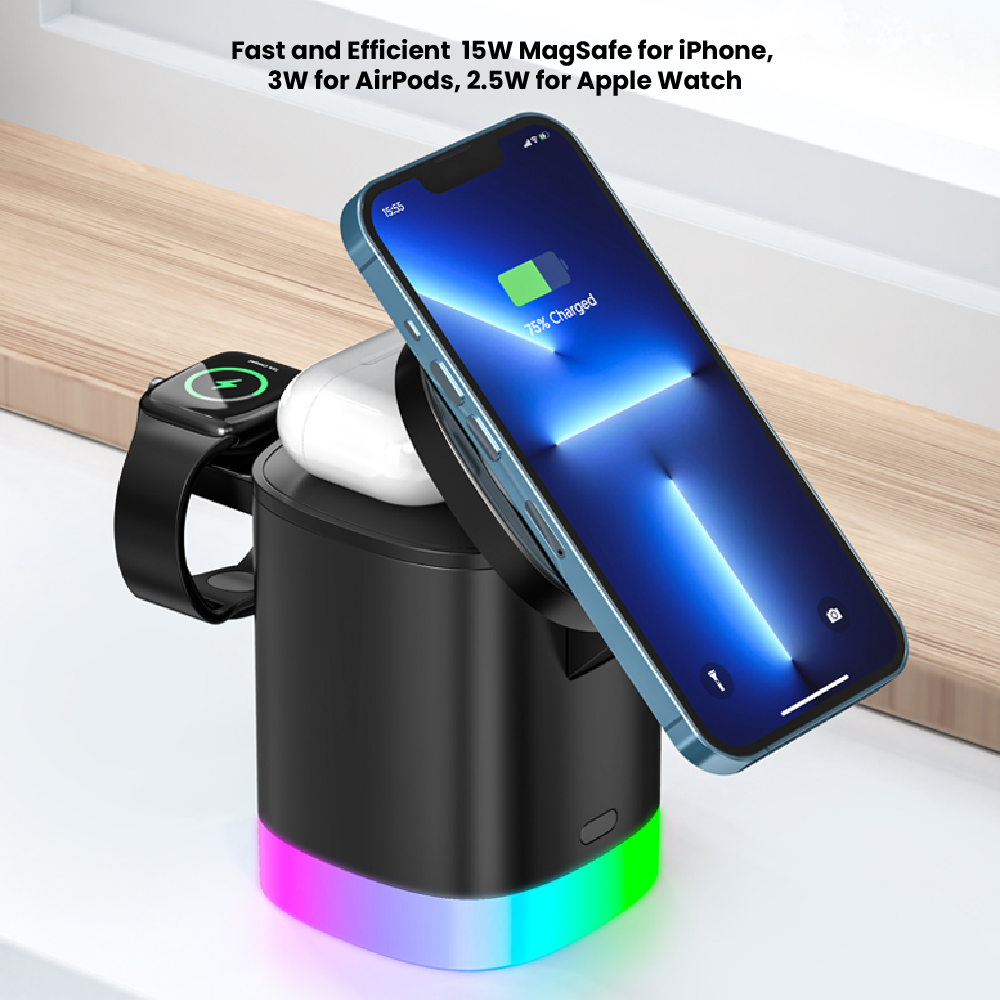 3-IN-1 Magpower Charging Station with RGB Light