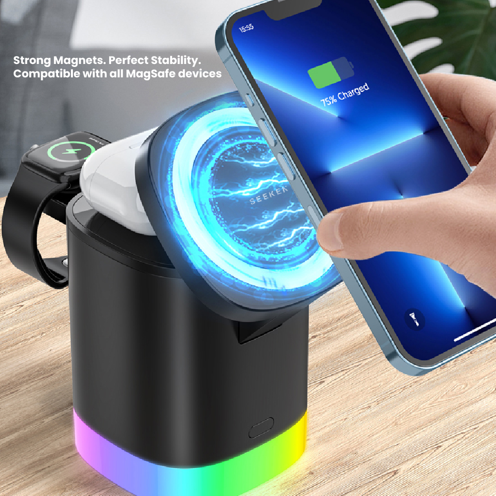 3-IN-1 Magpower Charging Station with RGB Light