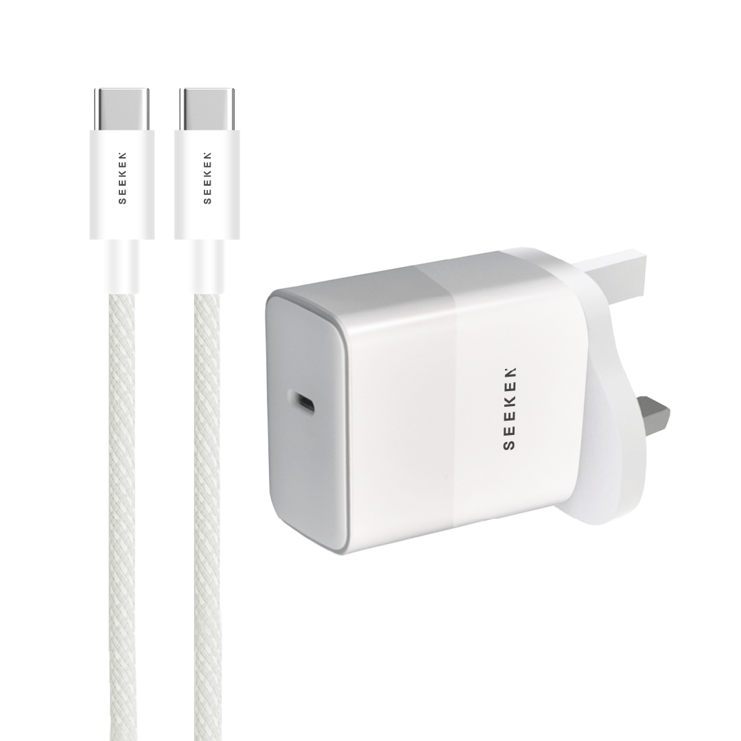 45W USB-C Adapter With Braided 60W USB-C to USB-C Cable - 445 Adapter Bundle