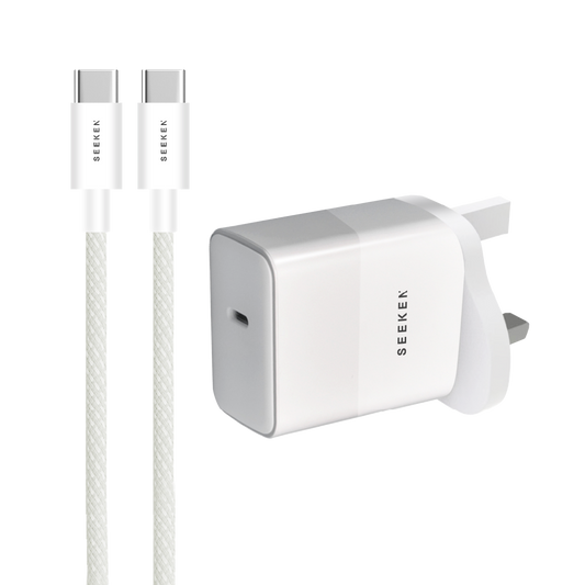 45W USB-C Adapter With Braided 60W USB-C to USB-C Cable - 445 Adapter Bundle