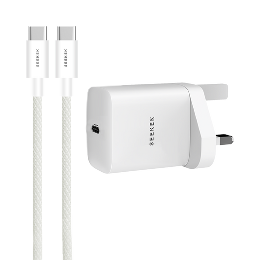 25W USB-C Adapter with Braided 60W USB-C to USB-C Cable - 225 Adapter Bundle
