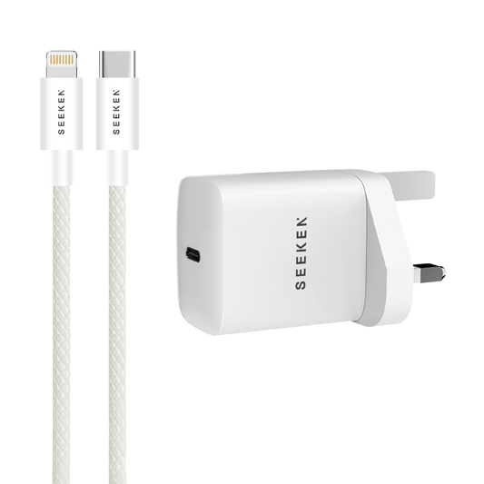 25W USB-C Adapter with Braided 30W USB-C to Lightning Cable - 215 Adapter Bundle