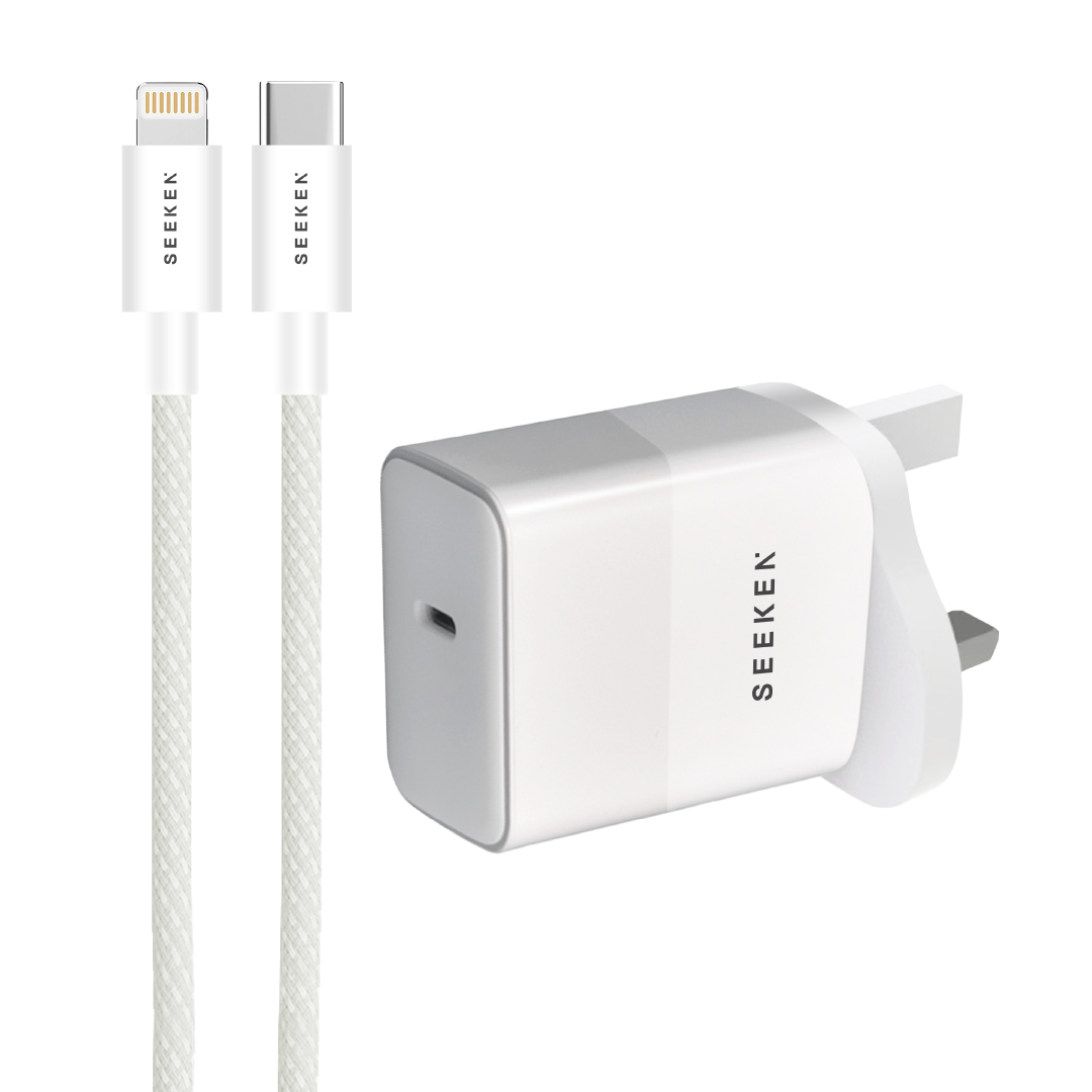 45W USB-C Adapter With Braided 30W USB-C to Lightning Cable - 455 Adapter Bundle