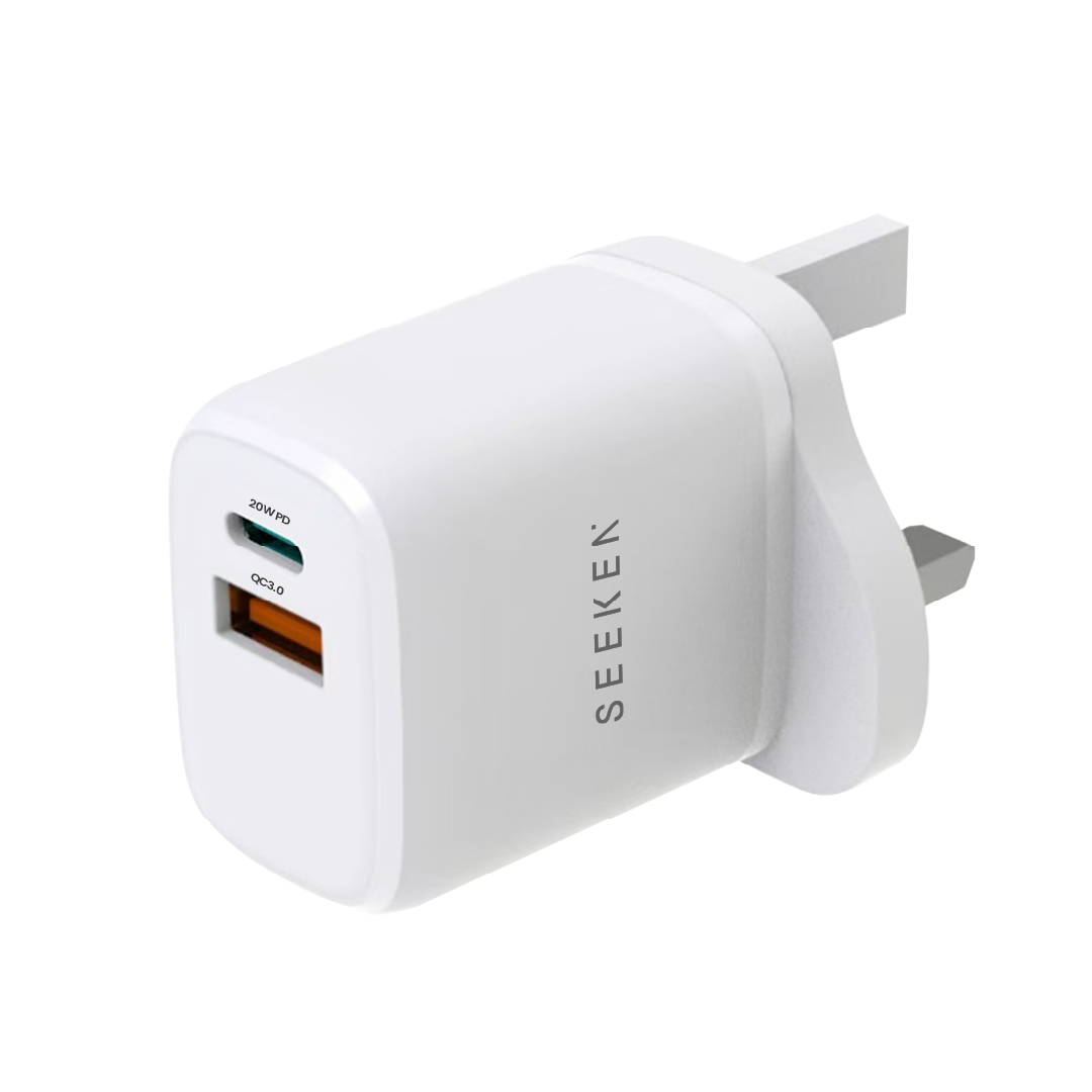 20W USB-C (PD) + USB-A (QC3.0) Dual Port Fast Charger
