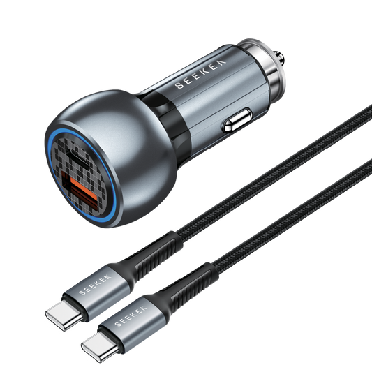 MaxCharge - 52W Fast Car Charger with USB-C to USB-C Braided Cable