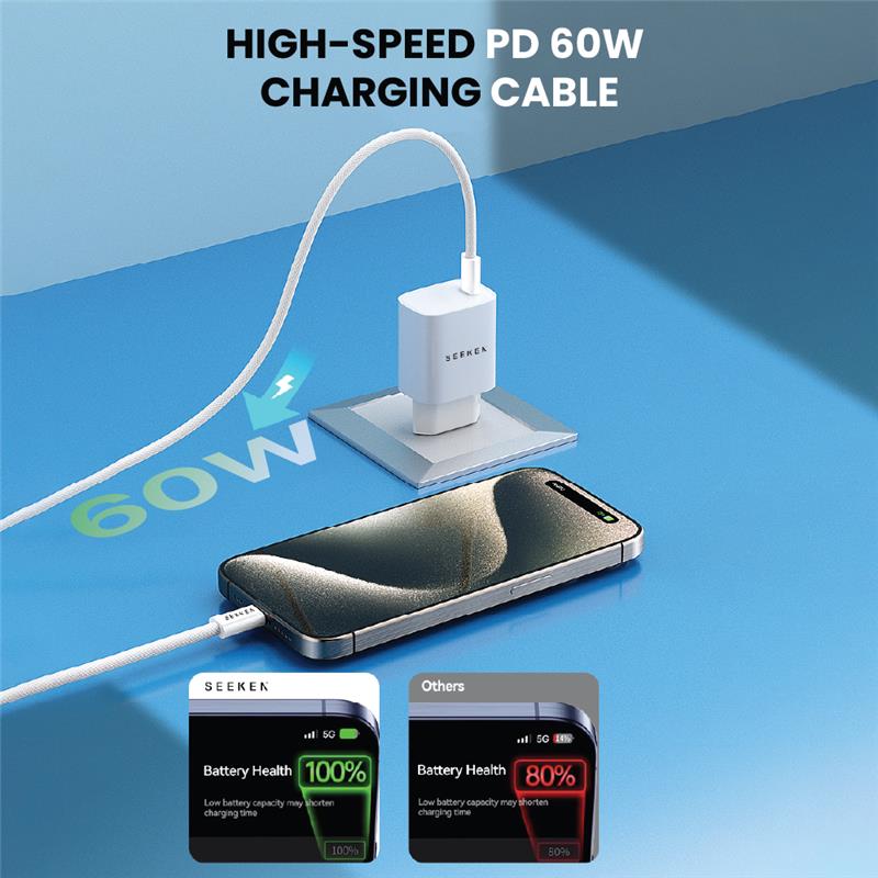 60W USB-C to USB-C Braided Fast Charging Cable (1 meter)