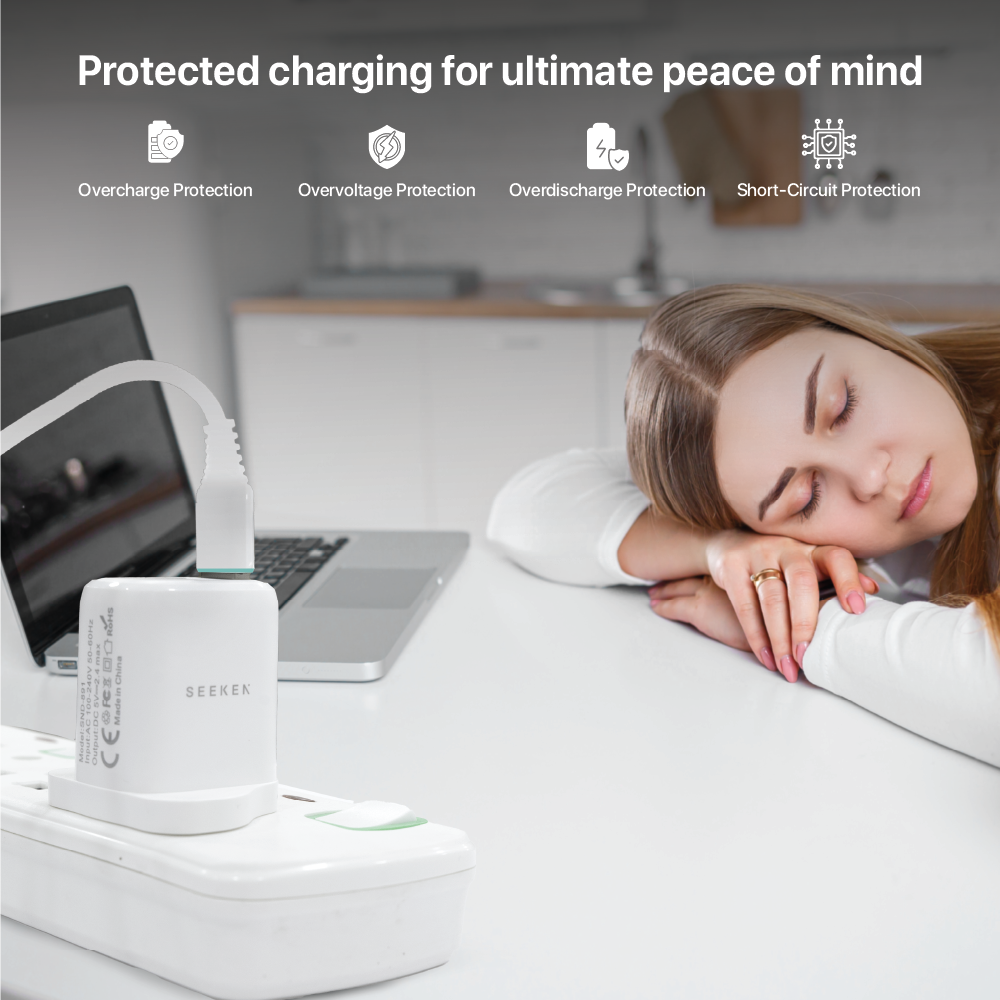 2.4A Dual USB-A Wall Charger With USB-A to USB-C Cable