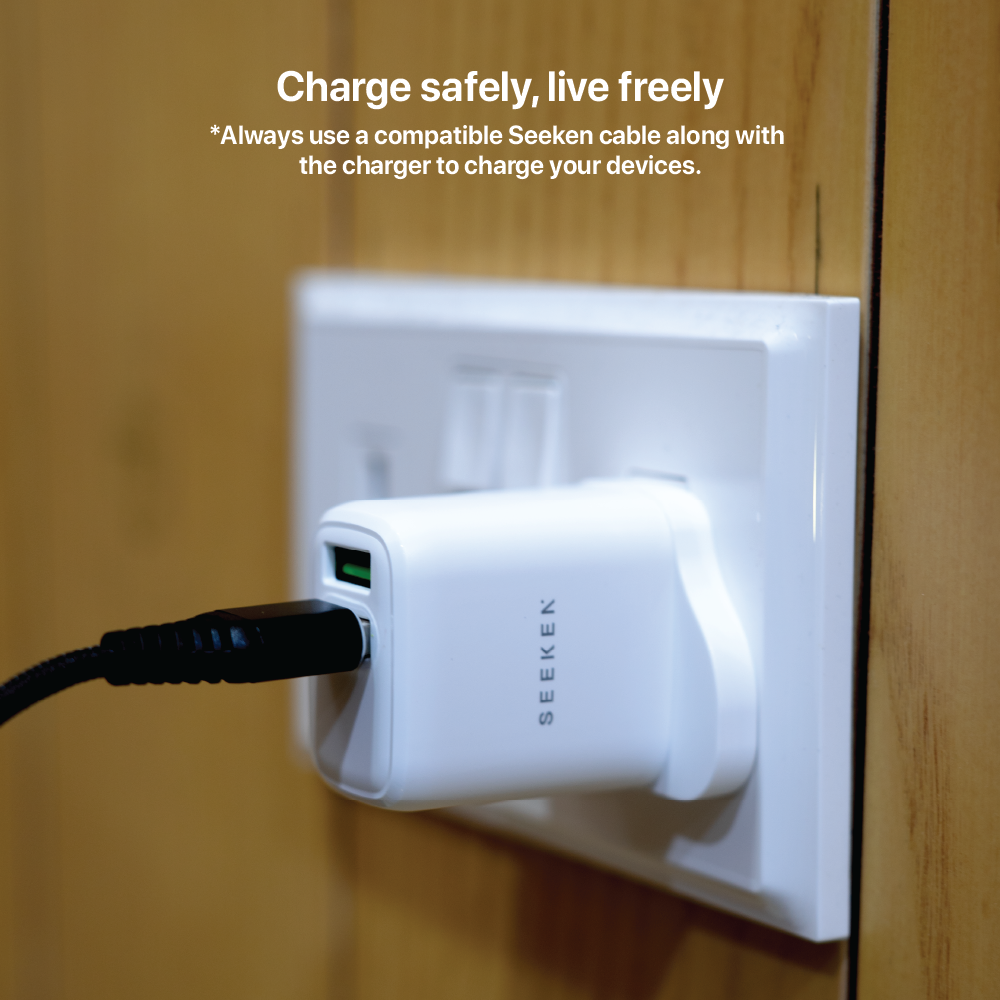 2.4A Dual USB-A Wall Charger With USB-A to USB-C Cable