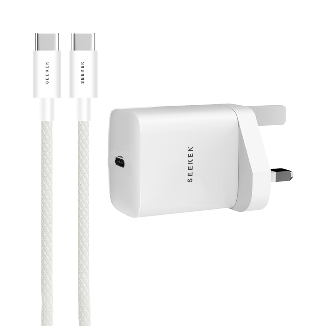 25W USB-C Adapter with Braided 60W USB-C to USB-C Cable - 225 Adapter Bundle