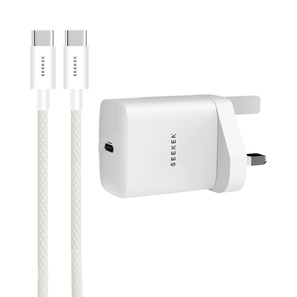 25W USB-C Adapter with Braided 60W USB-C to USB-C Cable - 225 Adapter Bundle