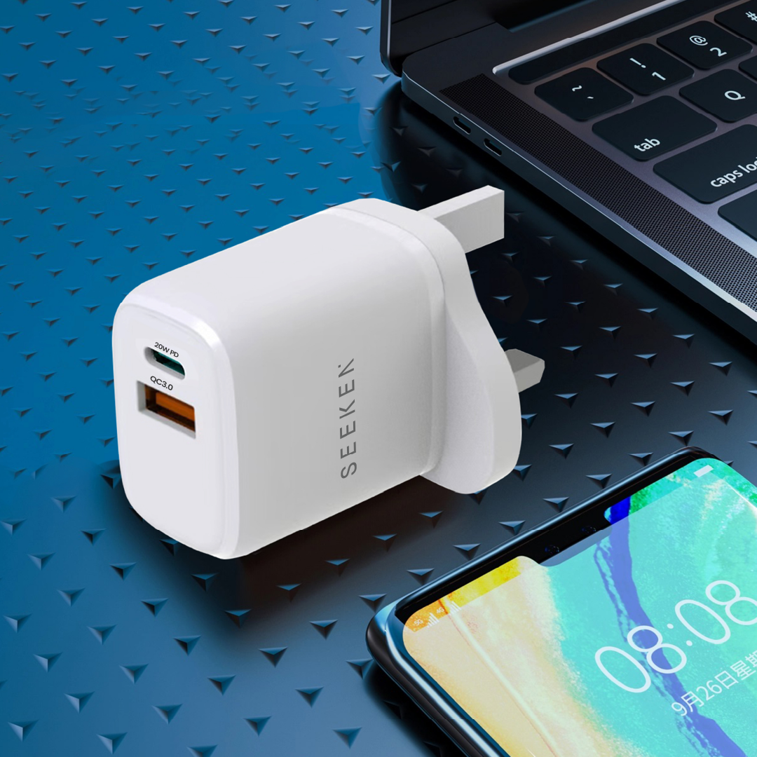 20W USB-C (PD) + USB-A (QC3.0) Dual Port Fast Charger