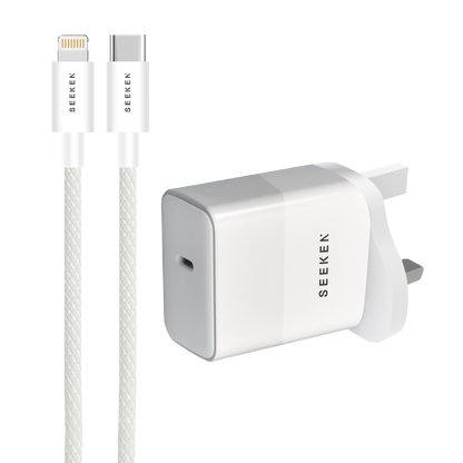 45W USB-C Adapter With Braided 30W USB-C to Lightning Cable - 455 Adapter Bundle