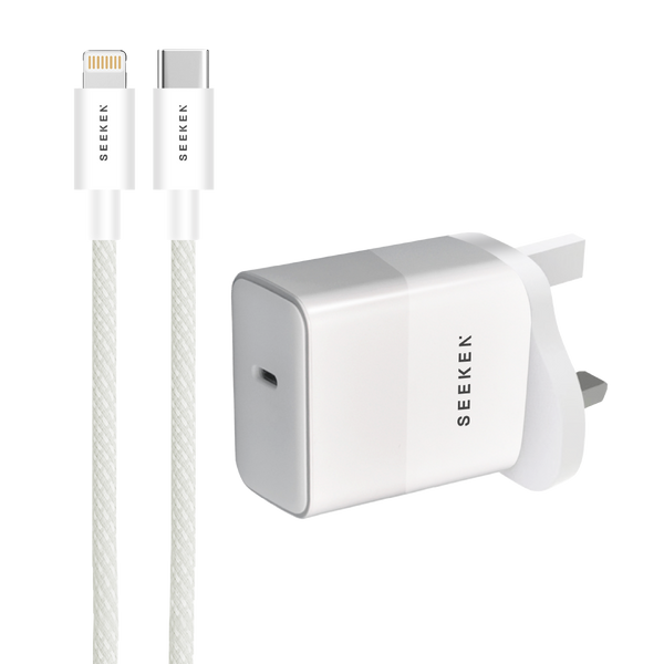 45W USB-C Adapter With Braided 30W USB-C to Lightning Cable - 455 Adapter Bundle