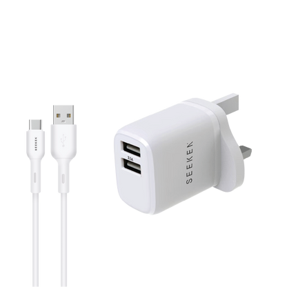 3.1A Dual USB-A Charger with 1meter USB-A to Micro Cable