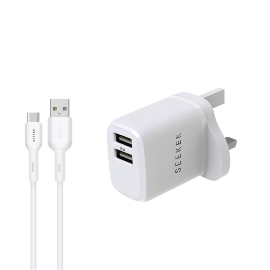 3.1A Dual USB-A Charger with 1meter USB-A to Micro Cable