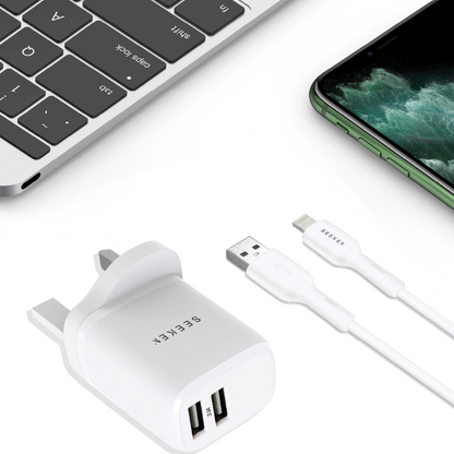 3.1A Dual USB-A Charger with 1meter USB-A to Lightning Cable