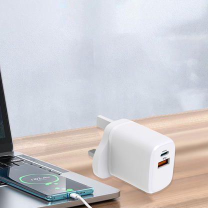 20W USB-C (PD) + USB-A (QC3.0) Dual Port Fast Charger