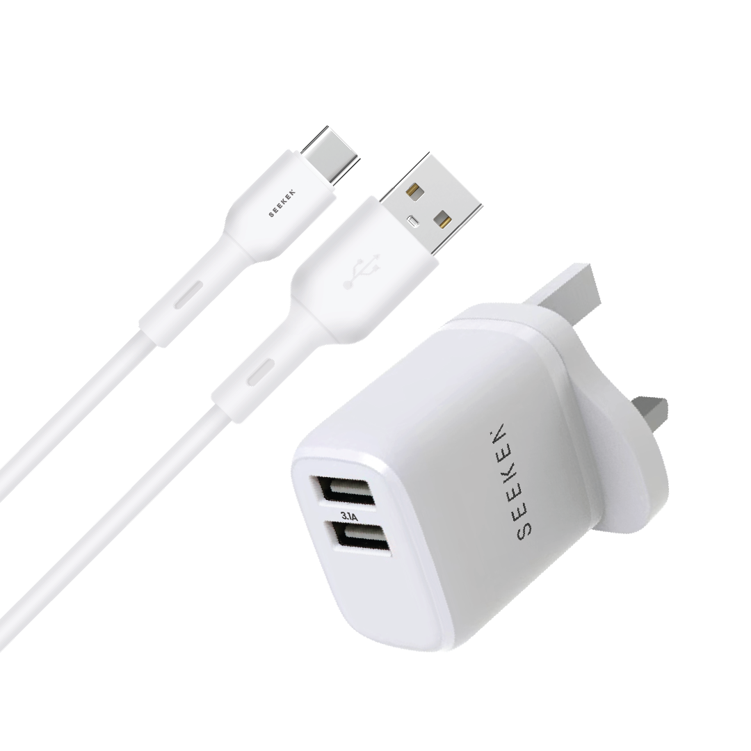 3.1A Dual USB-A Charger with 1meter USB-A to Micro Cable