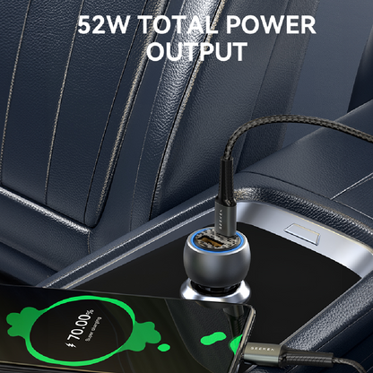 MaxCharge - 52W Fast Dual Port Car Charger with USB-C to Lightning Braided Cable