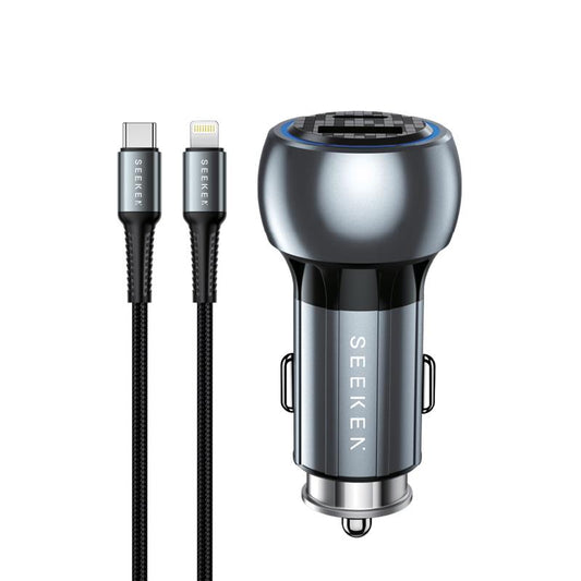 MaxCharge - 52W Fast Dual Port Car Charger with USB-C to Lightning Braided Cable