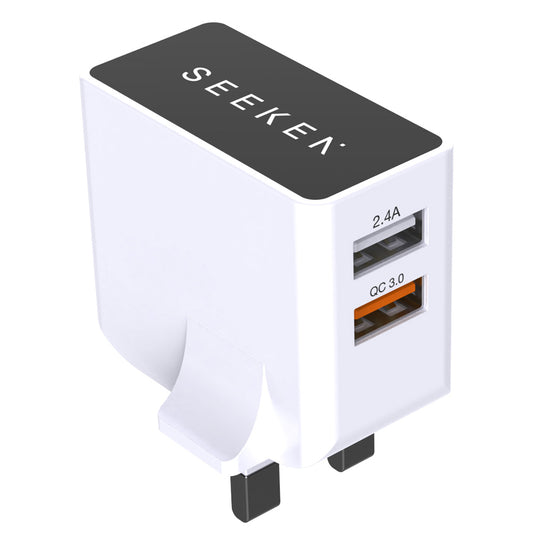 Dual-Port QC3.0 Wall Charger with 1-meter USB-A to Lightning Charging Cable - Neutra-Duo II