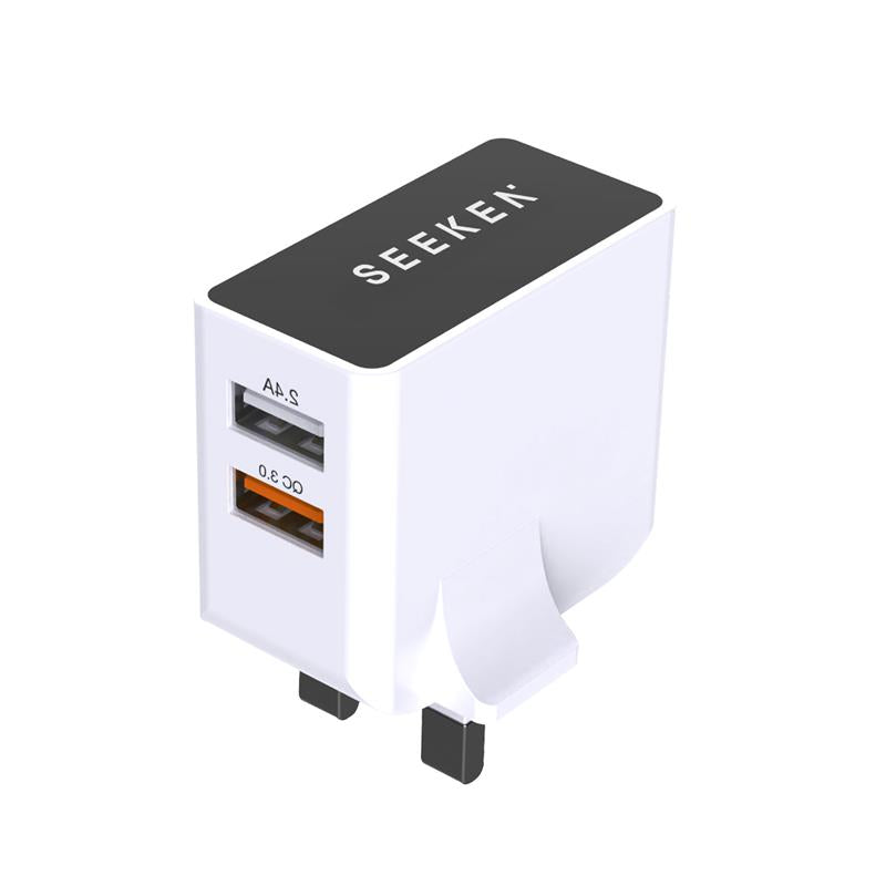Dual-Port QC3.0 Wall Charger with 1-meter USB-A to Lightning Charging Cable - Neutra-Duo II