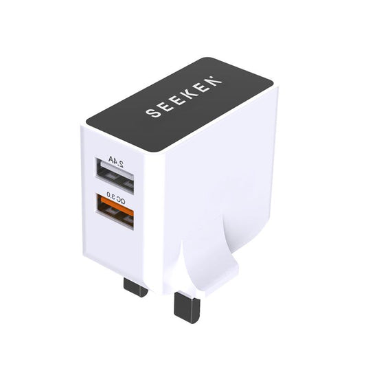 Dual-Port QC3.0 Wall Charger with 1-meter USB-A to Lightning Charging Cable - Neutra-Duo II